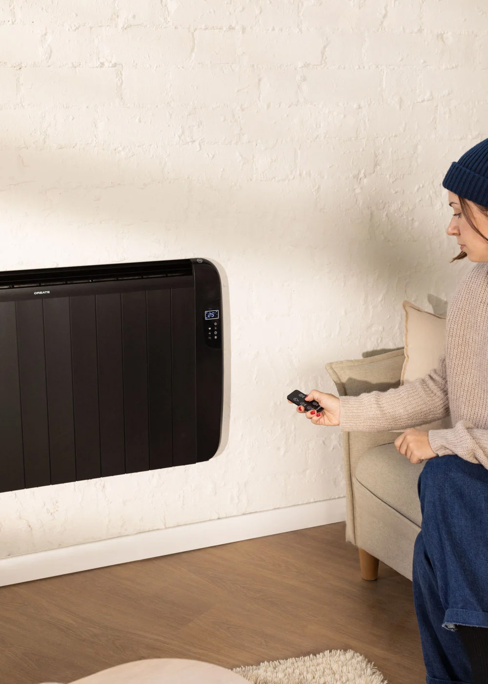 Energy efficient white aluminum convection heater with smart ERP compliant features for home.