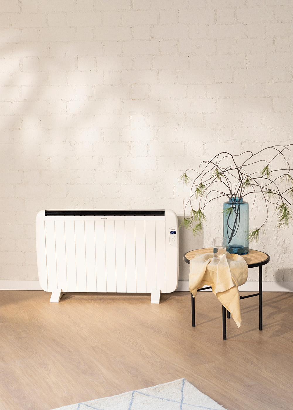 Safe indoor space heater with tip-over switch and overheat protection for family use.